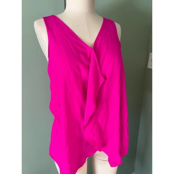 THE LIMITED Small Flame Ruffle Front BRIGHT Fuchsia Sleeveless Blouse - Picture 5 of 5
